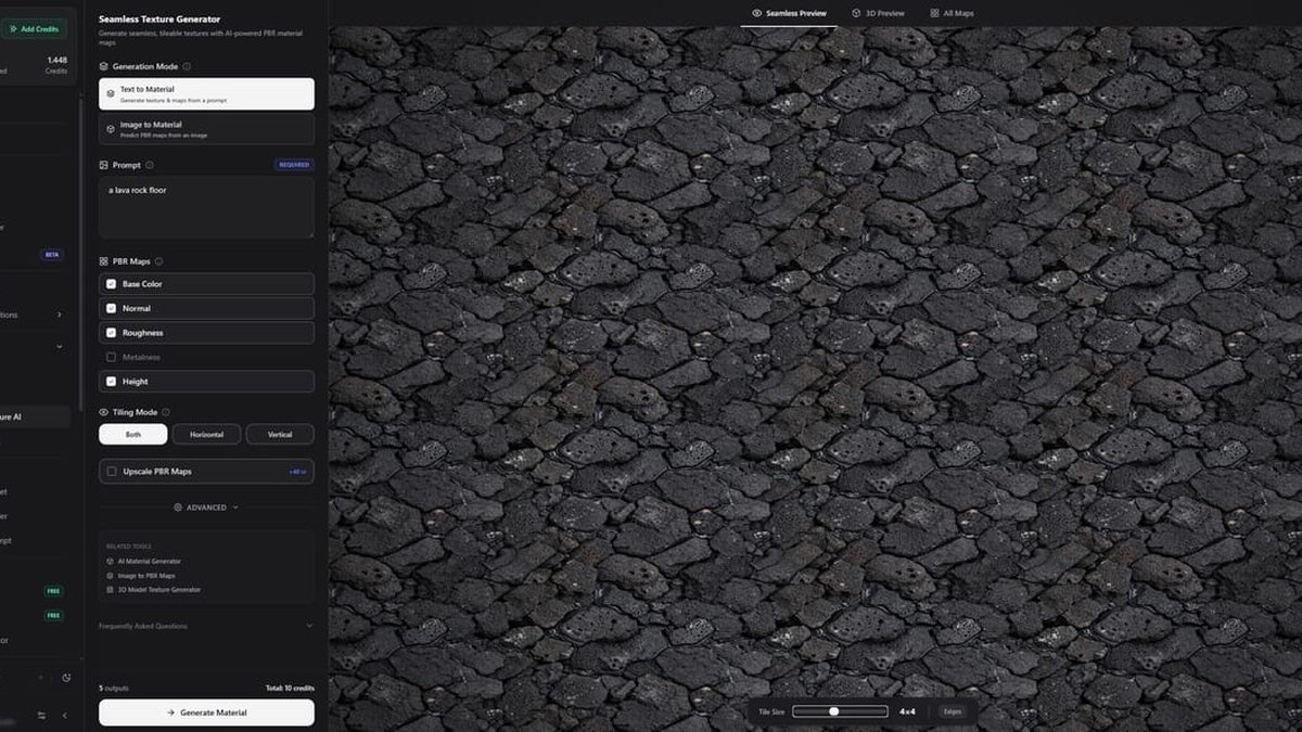 3D AI Studio Seamless Texture Generator