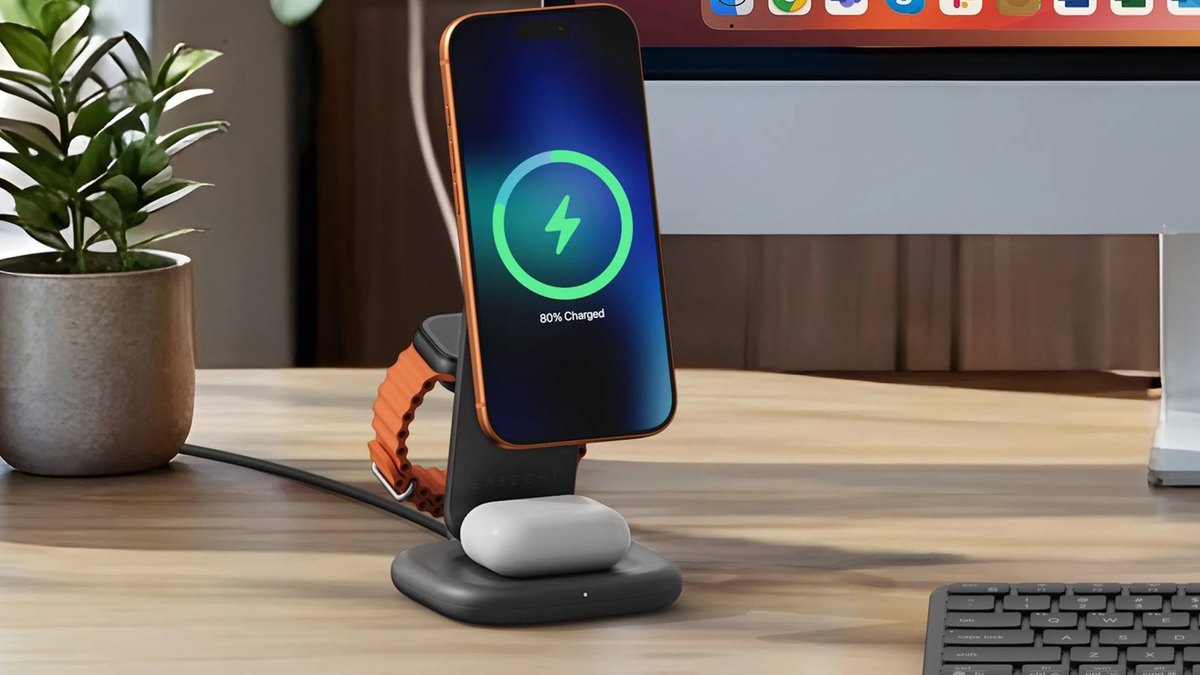 Satechi 3-in-1 Foldable Wireless Charging Stand with Qi2 25W