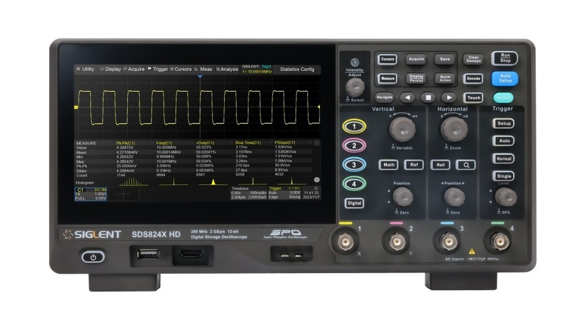 Siglent SDS824X HD 200 MHz 12-bit Oscilloscope