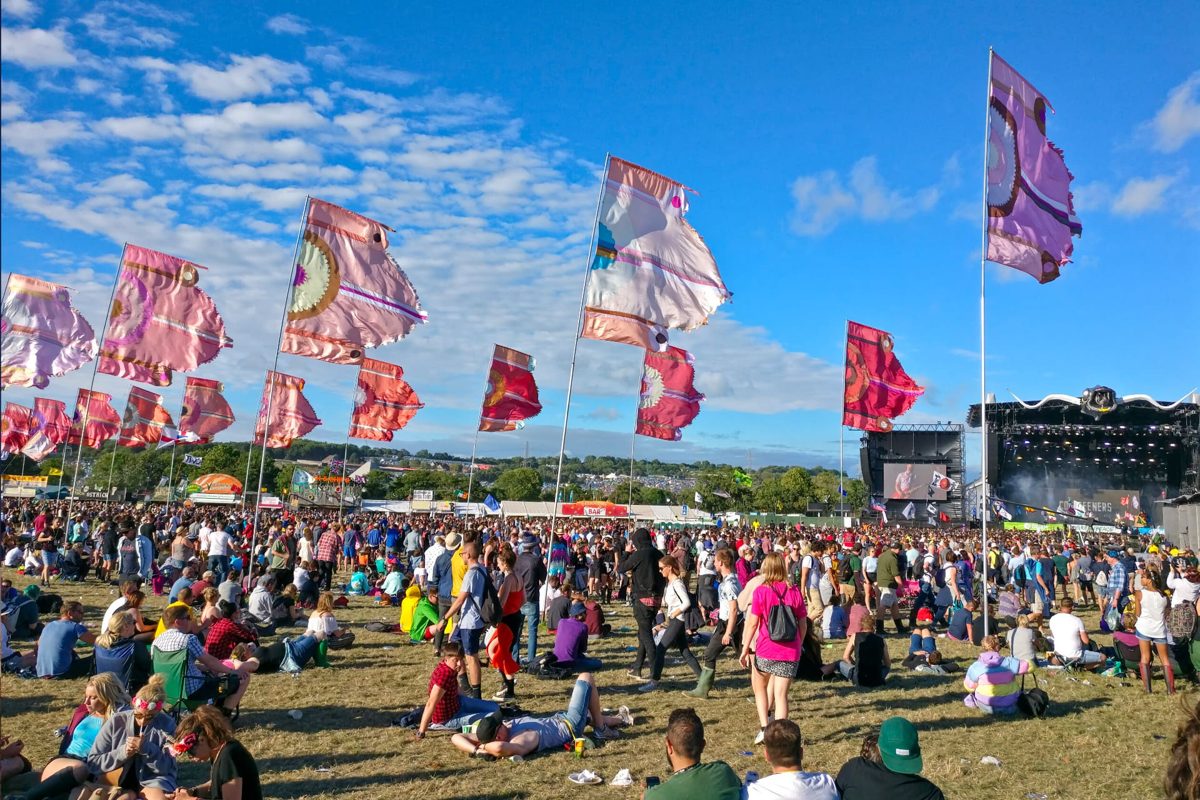 Crowd and flags at a European music festival