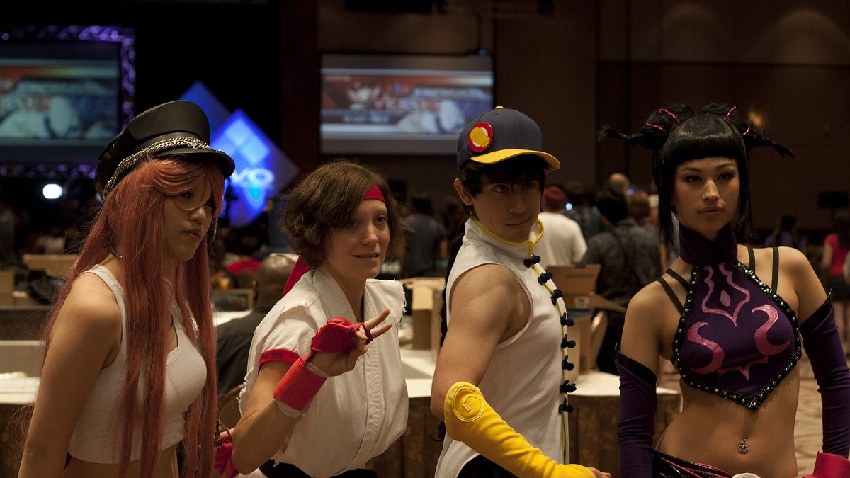 Cosplayers dressed as Street Fighter characters at the EVO 2011 tournament