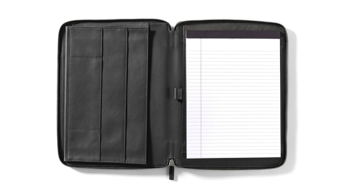 Leatherology Executive Zippered Portfolio in Black Onyx